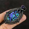 Abalone Shell Pendant Copper Wire Wrapped Pendant Gemstone Jewelry Handmade Pendant Gift For Him African Amethyst Pendant Wire Jewelry Gift