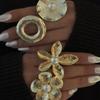 Processing custom ring electroplating pearl jewelry alloy flower jewelry niche high-end light luxury ring women's accessories