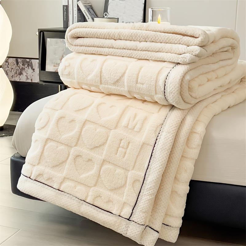 

Уютное одеяло из молочного флиса - Мягкое, теплое, всесезонное покрывало с геометрическим узором 200*230cm белый