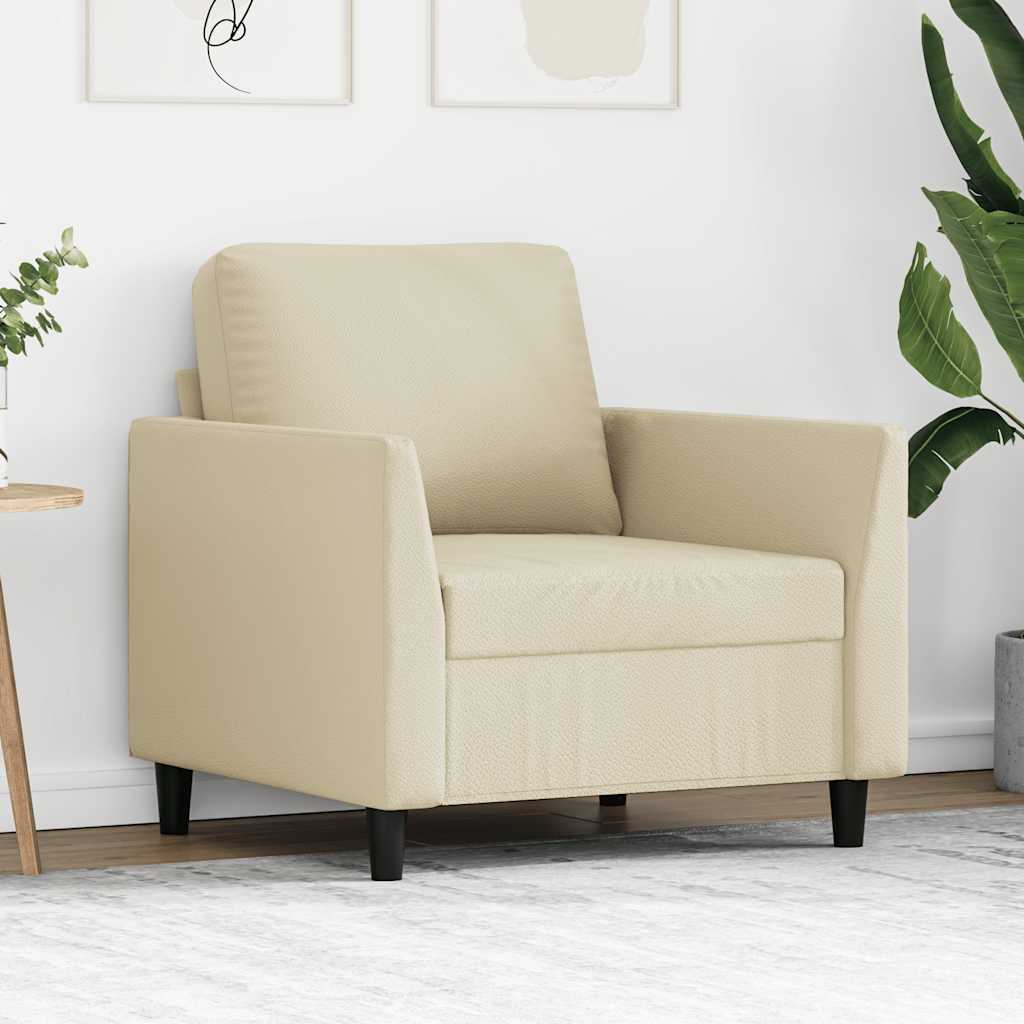 Cream Armchair 60 Cm Faux Leather