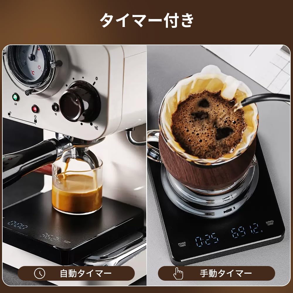 OBEST Mini Coffee Scale, Compact Drip Scale, Lightweight, with Timer (99m:59s), 3000g0.1g High Precision, Switchable Units (gml), Coffee Scale for