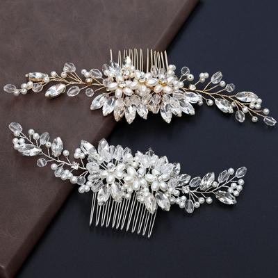 Jewelry Pearl Hair Combs Flower Rhinestone Hairpin Exquisite Toothed Insert Comb  Party