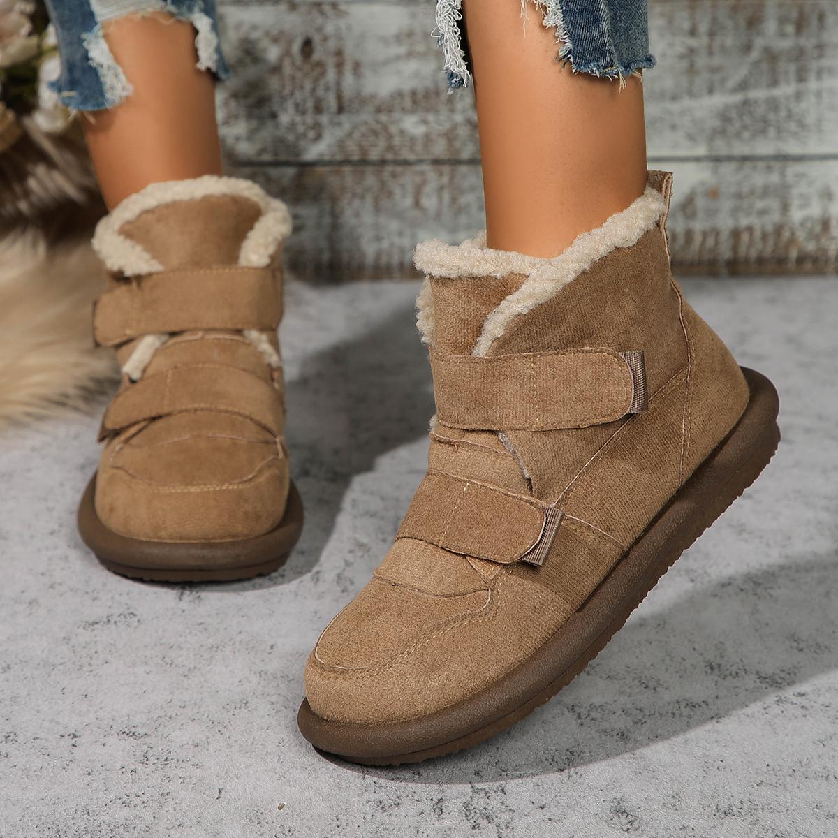 

Модные теплые зимние ботинки Hook Loop для женщин, зима 2024, новые удобные ботильоны на плоской платформе, женские повседневные ботинки из хлопка с мягкой подошвой 35 верблюд