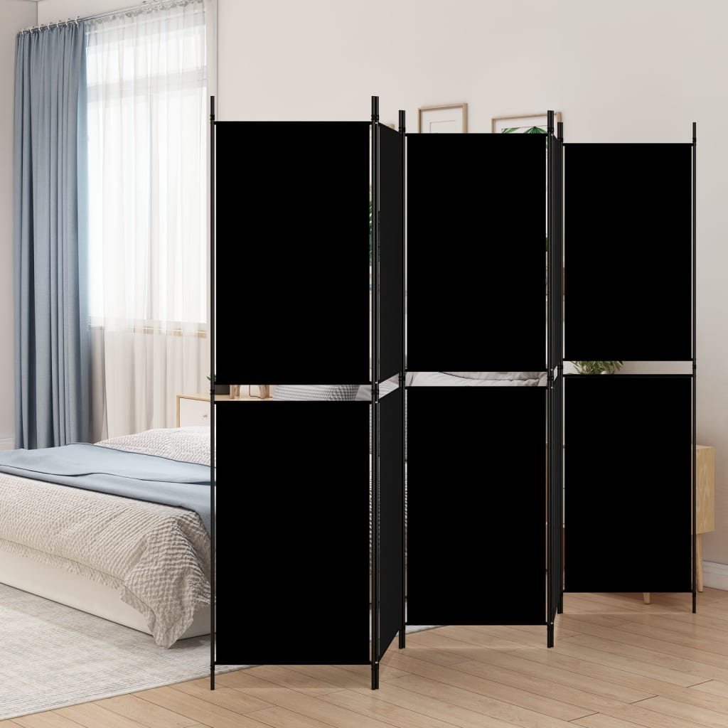 Buy 5Panel Room Divider Black 250x180 Cm Fabric at affordable prices
