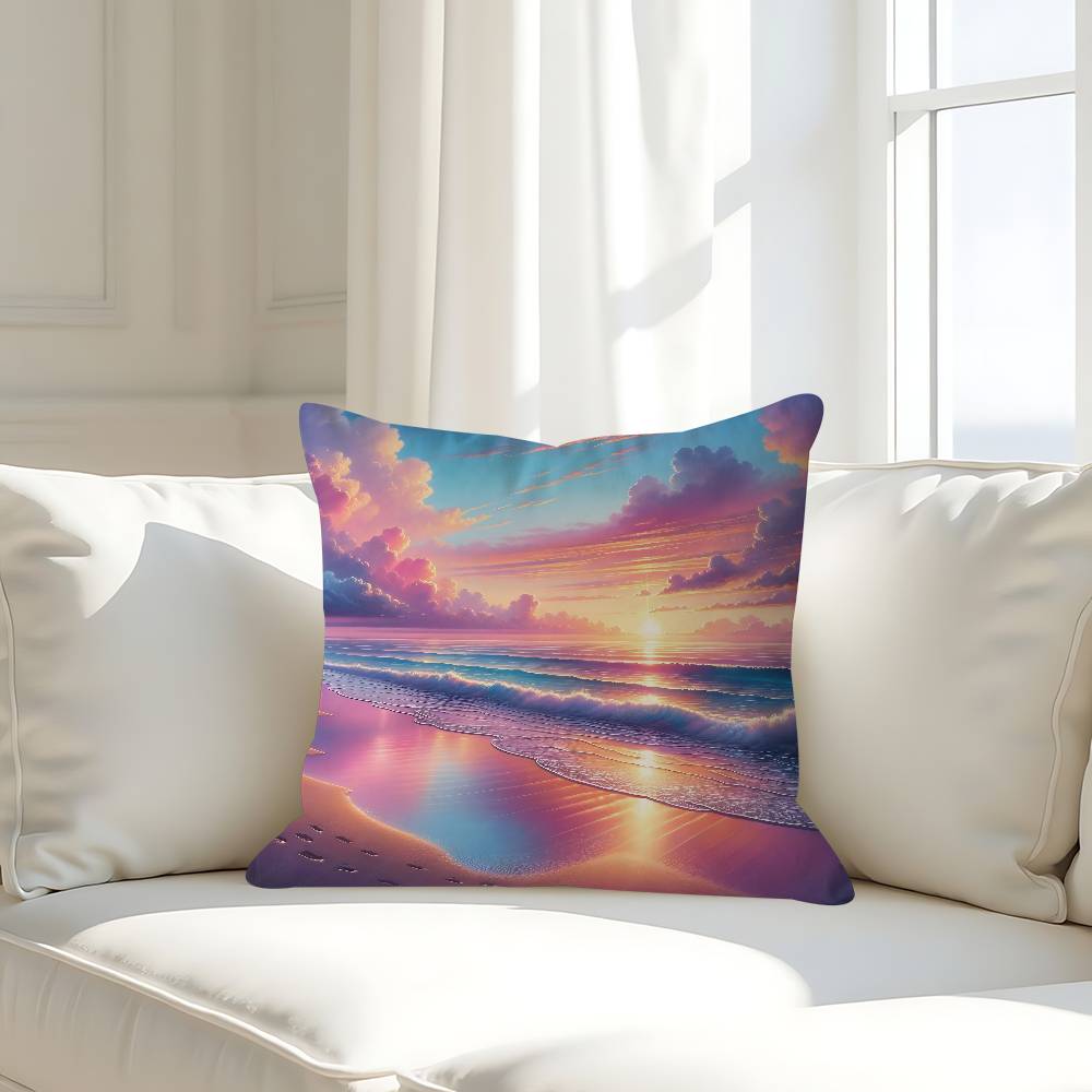Art Beach Pillow Case Removable Washable Cushion Cover – All-Season Soft Linen