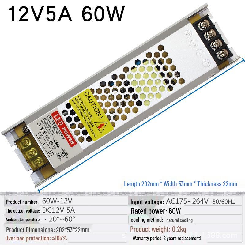 LED Ultra-Thin Fabric Light Box Switchable Power Supply, 12V/24V, Long Strip, 60W to 400W