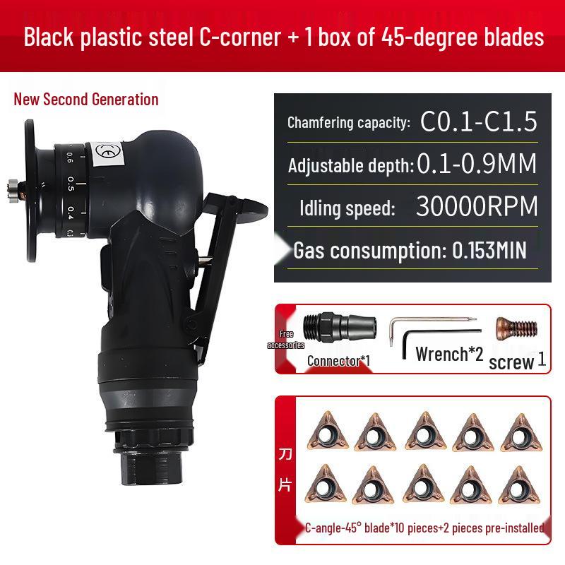 Handheld Mini Pneumatic Chamfering Machine: 45° C/R-Angle Deburring Tool for Woodworking and Metal