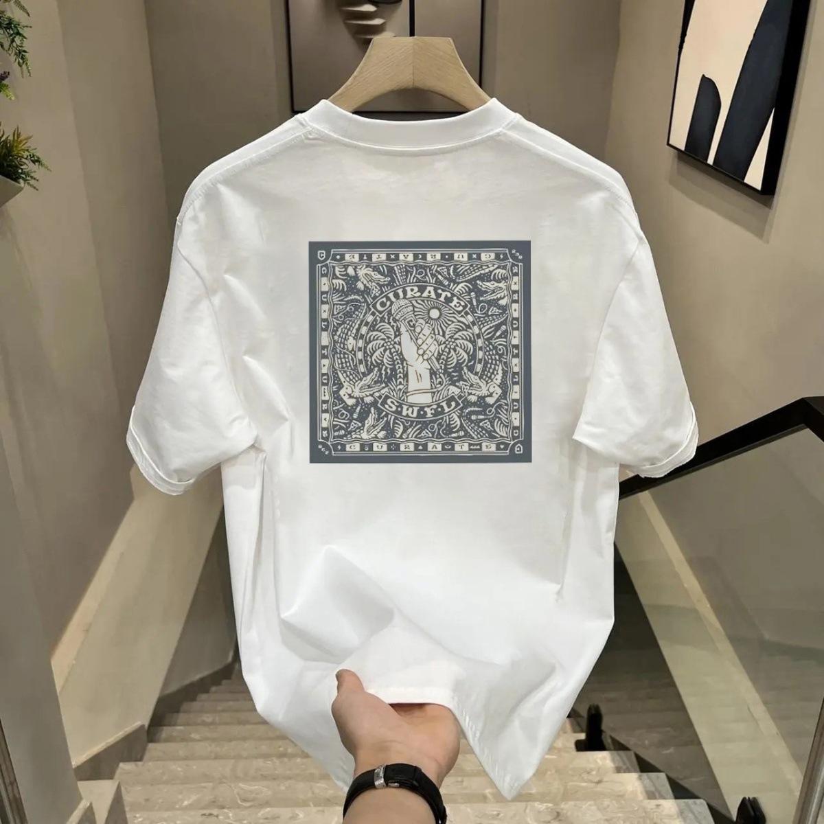 Heavyweight Trendy Graphic Tee - American Scoundrel Cool Personality Short Sleeve Men s Loose Round Neck.