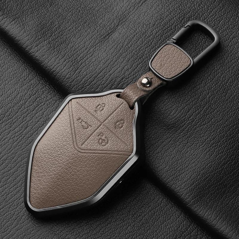 Metal And Leather Car Key Case Cover For Changan Deepal S7 Sl03    Car Key Case Protect Fob