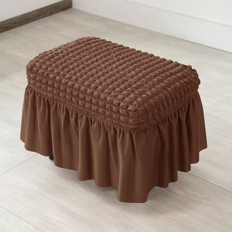 Thickened Bubble Grid Full-cover Skirt Elastic Rectangular Foot Pedal Cover for Home Hotel Footstool Cover Dustproof Cover