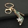 Keychain Pendant Sparkling Rhinestones High Heels Charm Key Chain with Lobster Clasp Electroplated Key Holder Bag Accessory