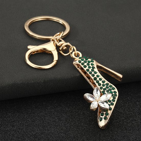 Keychain Pendant Sparkling Rhinestones High Heels Charm Key Chain with Lobster Clasp Electroplated Key Holder Bag Accessory