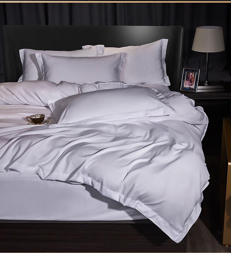 Brushed Imitation Cotton Star Hotel Guesthouse Pure White Bedding Set