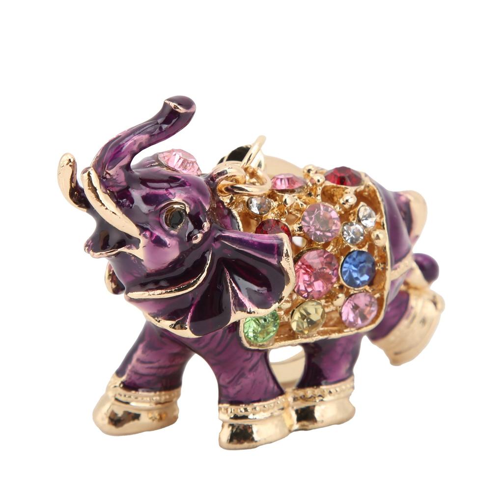 Keychain Exquisite RhinestoneEncrusted Elephant Car Bag Pendant for Girl Birthday Gift(Purple )