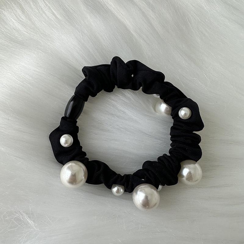 

Elegant Korean Pearl Hair Tie - Summer 2022 Women s Elastic Band Accessory чёрный