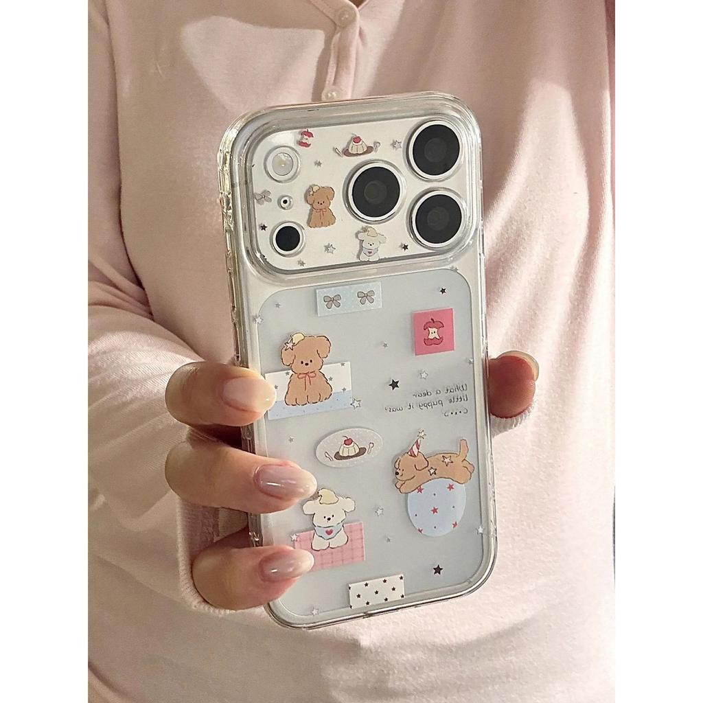 Star cake puppy for iPhone16/17Pro mobile phone case Apple 15 side love 14 transparent 13 soft