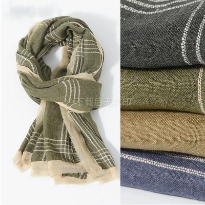 Men' Patchwork Striped Jacquard Scarf New Trendy Black Winter Scarf Versatile Warm Scarves for  and Retail