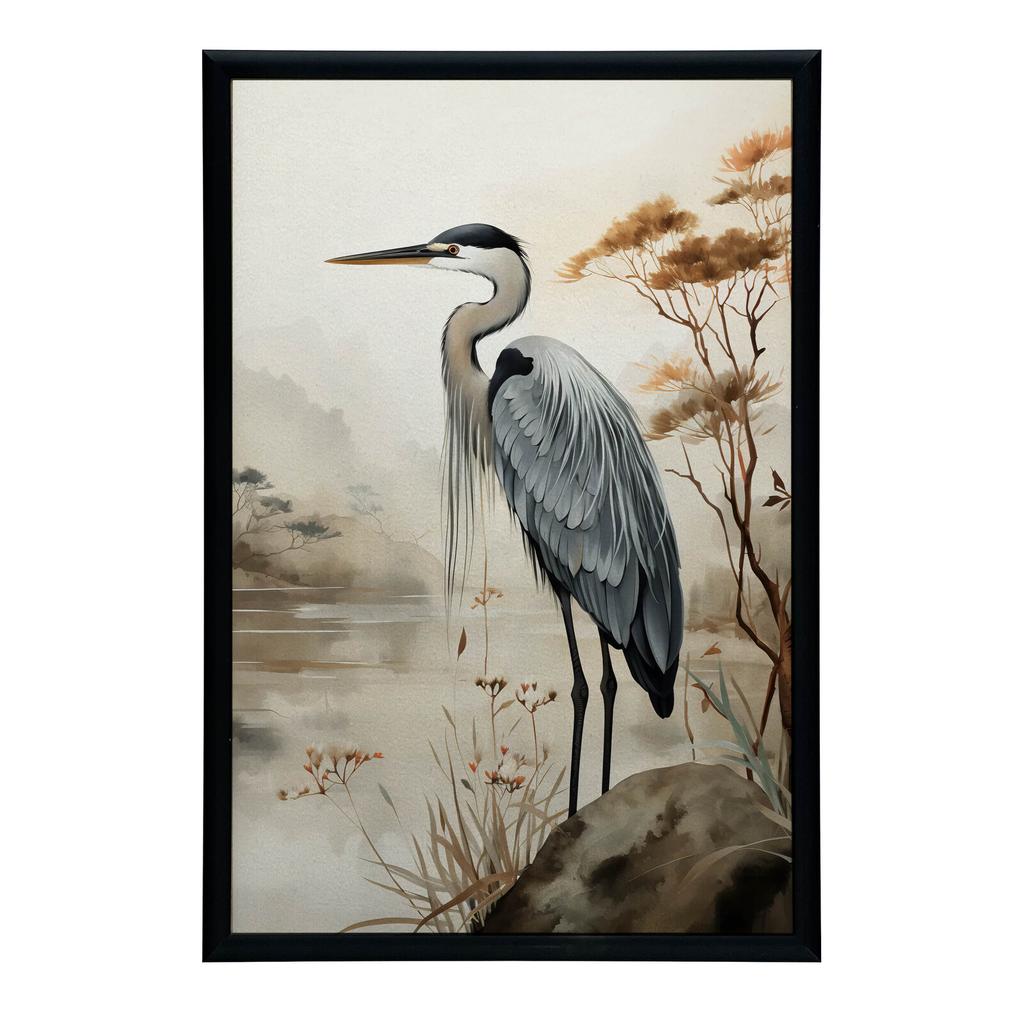 Spacer Nad Mglistym Jeziorem Spacer Nad Mglistym Jeziorem, 70X100 Cm, Rama Drewniana Ciemny Brąz, Papier Matowy 230 Gsm