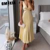 Women's Fashion Summer Spring Solid Color Print Sleeveless V-Neck Casual Dresses