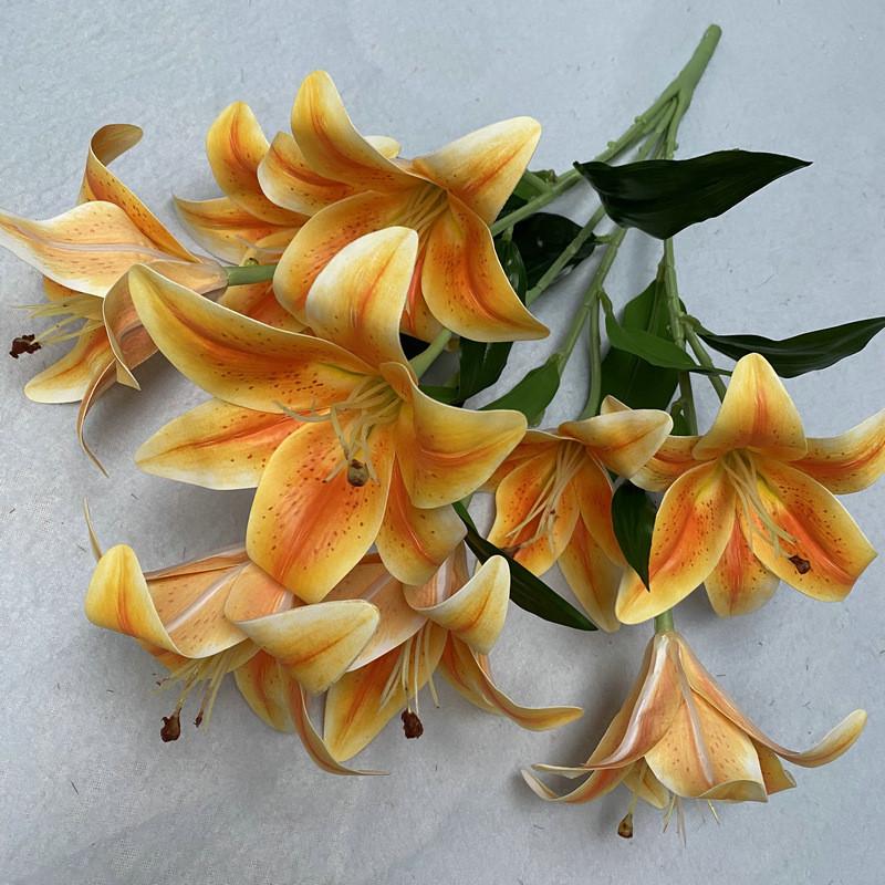 9 Artificial Flowers Stems Pu Material 3d Simulation Lilies Wedding Decor Home