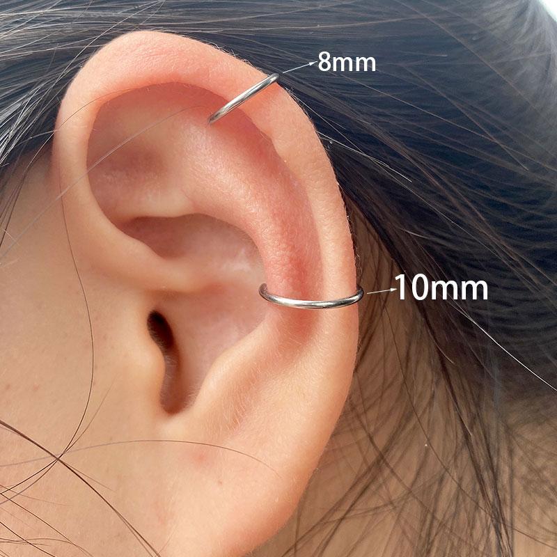 2 шт. 8/10 мм титановые стальные кольца для губ, клипсы-манжеты на поддельную губную серьгу, пирсинг для ушей, обручи для носа, унисекс для женщин