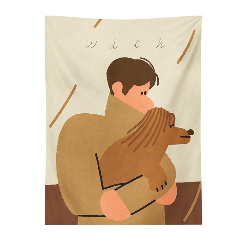 Abstract Style Character Background Hanging Cloth Home Wall Decoration Tapestry Office Living Room Tapestry