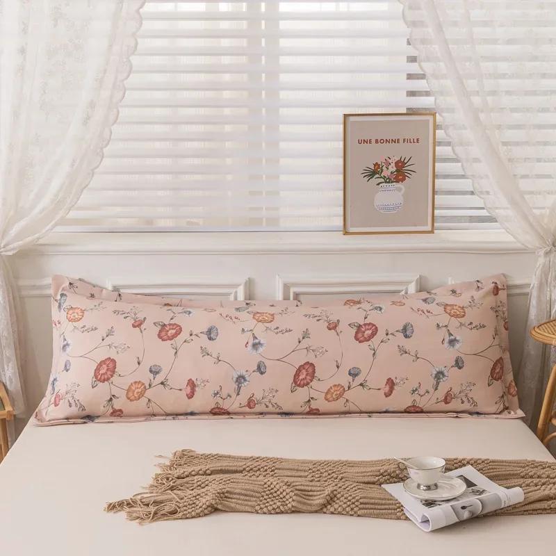 Taie d'oreiller longue confortable en coton doux, double taie d'oreiller longue, imprimés et couleurs unies, décoration de la maison, 120/150/180 cm, 1 pièce