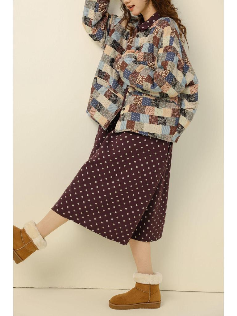 2025 Winter Mori Girl Patchwork Baumwolljacke - Literarischer Stil, Lockere Passform, Rundhalsausschnitt, Vielseitige & Verjüngende Damenoberbekleidung