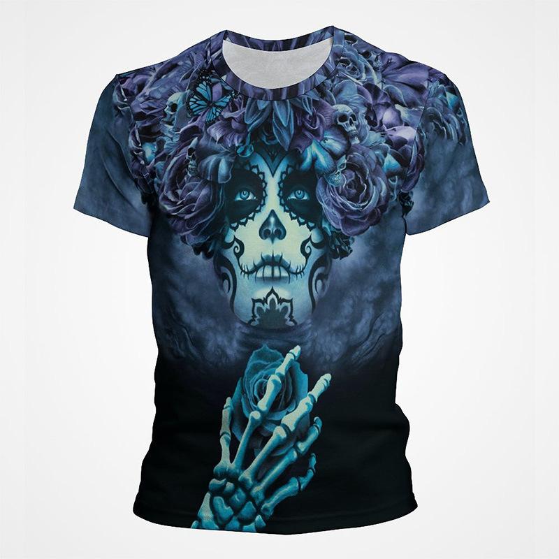 Mexikanischer Totenkopf Tag der Toten 3D-gedrucktes Kurzarm-Herren-T-Shirt
