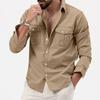Heren Khaki Cargo Overhemd met Dubbele Zak, Casual Werkkleding Top met Lange Mouwen en Knopen voor Dagelijks Gebruik