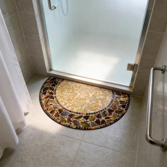 Floor Mat Semi-Circular Design 3D Illusion Rug Non-Slip Decorative Door Mat Entryway Living Room Bedroom Fade-Resistant Area Rug