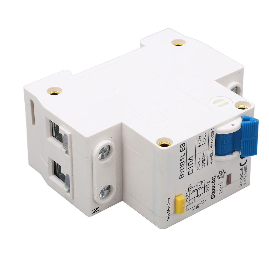 AC Type Leakage Protection Switch Din Rail Mount 1P Miniature Ground Circuit Breaker 230V 10A
