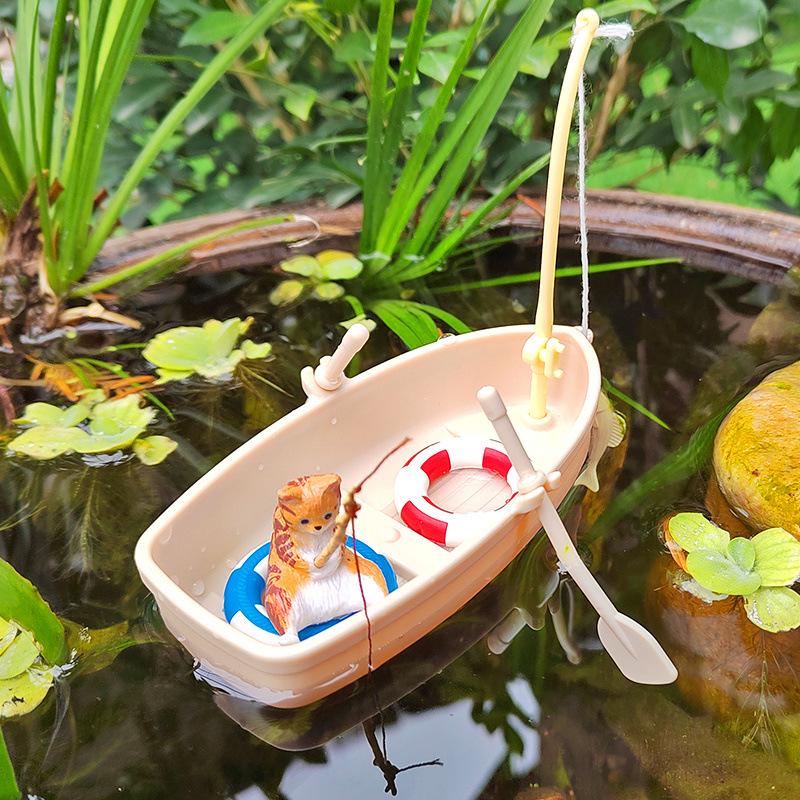 Miniature Floating Boat Ornament - DIY Model for Fish Tank & Landscaping