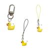 Gelbe Ente Handy-Anhänger Harzgefertigter Tier-Schlüsselanhänger Taschenanhänger Tragbares Mode-Rucksack-Accessoire für Frauen