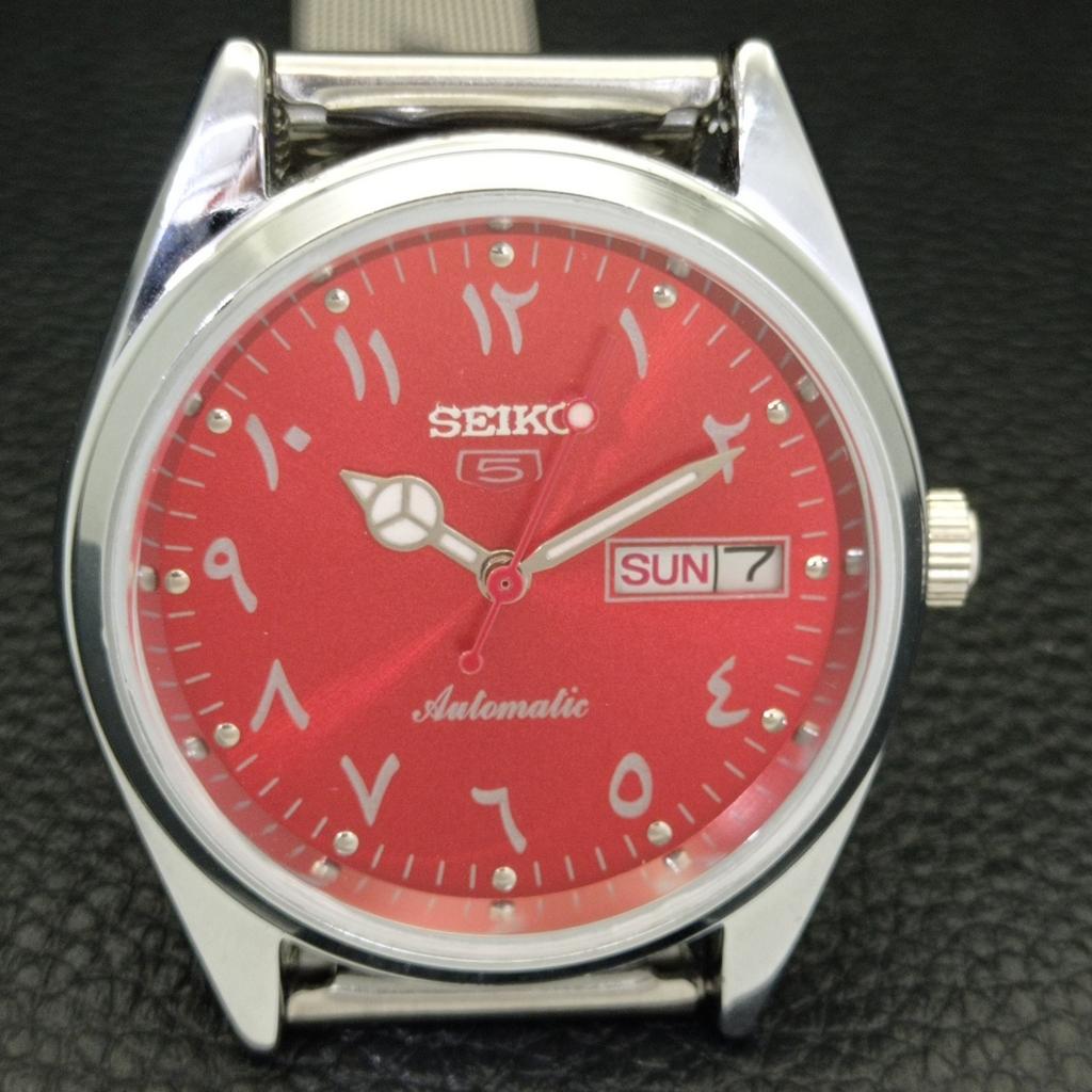 AUTOMATIC VINTAGE REFURBISHED SEIKO 5 JAPAN 6309A MENS RED DIAL WATCH a441164-4