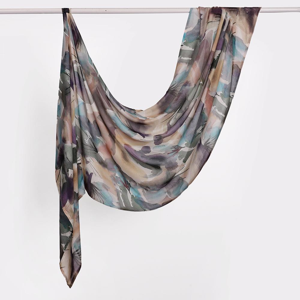 Watercolour Floral Printed Modal Breathable Light Weight Soft Cotton Rayon Viscose Woven Modal Muslim Women Shawl Hijab Scarf