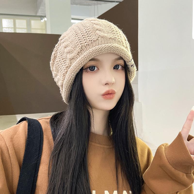 Korean New Autumn and Winter Hat for Women Japanese Fresh Knitted Wool Hat for Winter Warmth Student Ear Protection Pile Hat