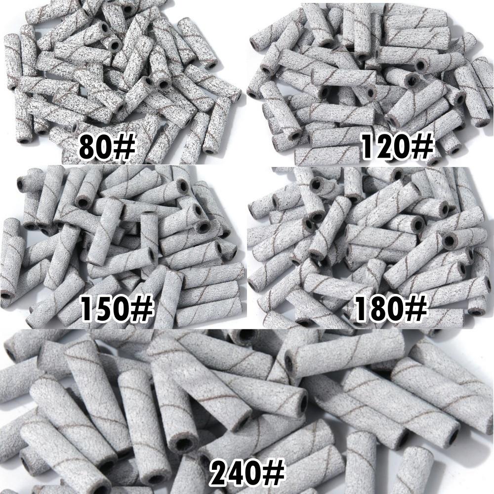 50pcs/box Nail Long Small Mini Stainless Steel Sanding Bands Mandrel For Manicure Sandpaper Ring Holder Nail Drill Accessories