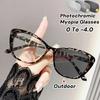 Women New Trend Finished Photochromic Myopia Glasses Ultralight Cat Eye Near Sight Vintage Anti-blue Ray Eyewear for Ladies