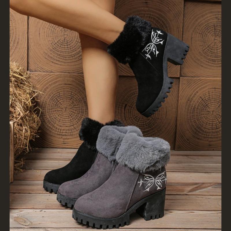 Women's Plus-Size Faux Suede Short Cotton Boots - Autumn/Winter 2025 New Style, Fleece-Lined, Warm, Elevated, Fashion Boots