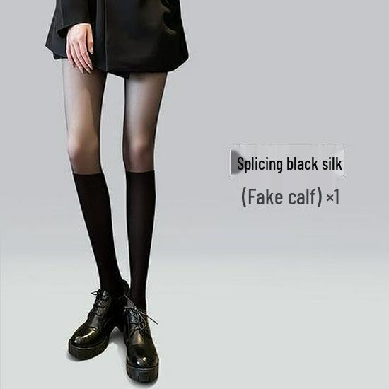 Women's Spliced Black Stockings: Spring/Autumn JK Style False Calf and Thigh Pantyhose