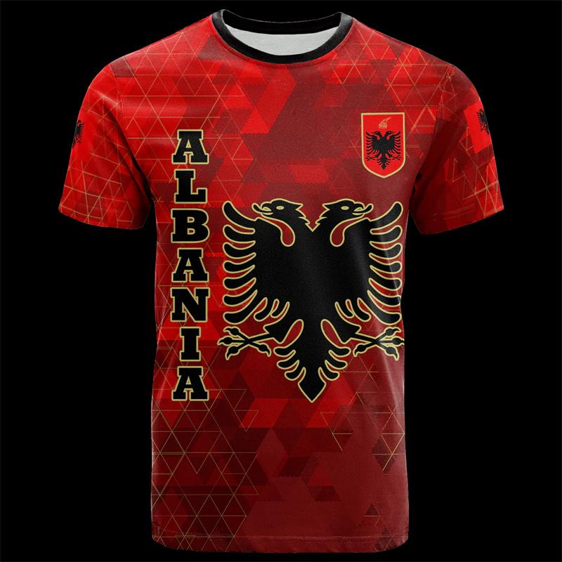 

Оптовая продажа футбольных футболок Албании, футболки футбольной команды 2024 года, 3D-графика албанского флага, футболки с албанской эмблемой M