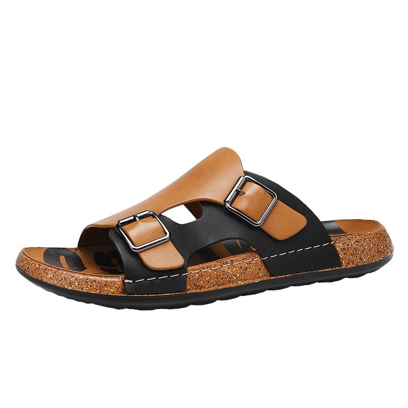 

Fashion Trendy men s summer slippers Minimalist comfortable and breathable style Outdoor fashion street walking Luxury hot selling shoes 39 коричневый