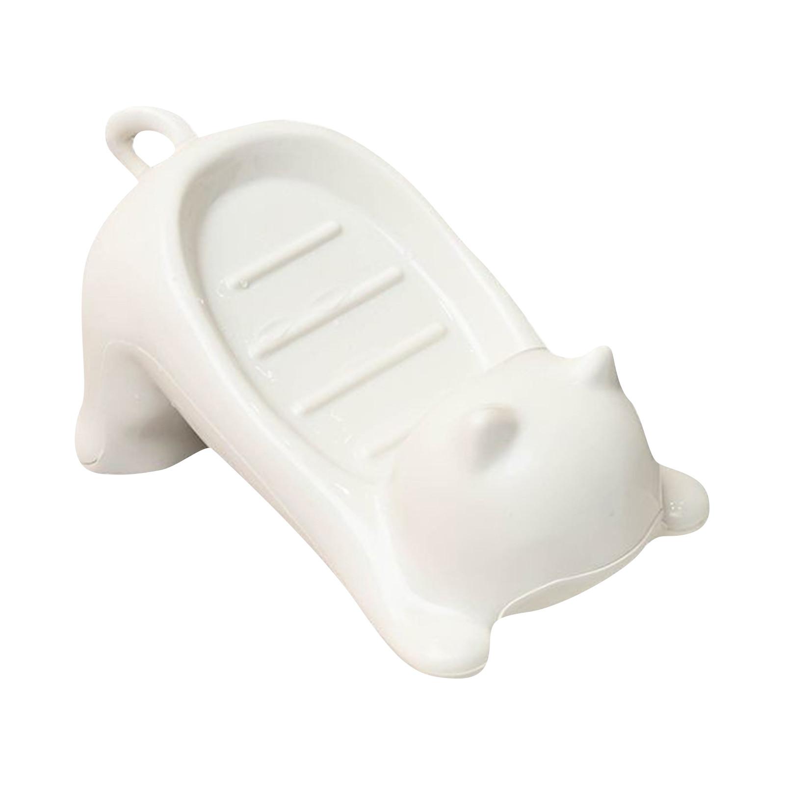 

Креативная мыльница на кошачью тематику с нескользящим основанием и дренажной конструкцией One Size белый