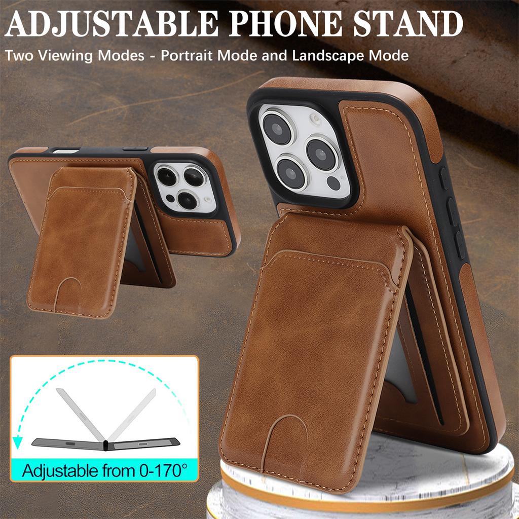 Magnetic Leather Phone Case with Card Holder for iPhone 12 - 17 Series Multi - Functional Stand Shockproof Protective Cover
