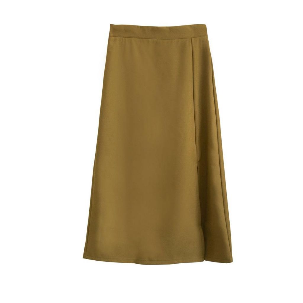 Front Slit Skirt for Women Small A-line Skirt for Summer Updated High-waist Design Mid-length Skirt
