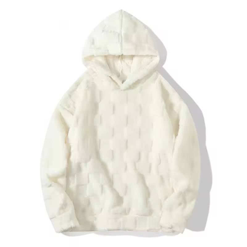 Мужской свитер с капюшоном, осень и зима, новый импортный товар, тонкий, с круглым вырезом, с длинными рукавами, квадратная клетчатая повседневная ветровка, мужская одежда S белый