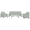 Vidaxl 3-Piece Lounge Set, Light Grey, Upholstered In Velvet