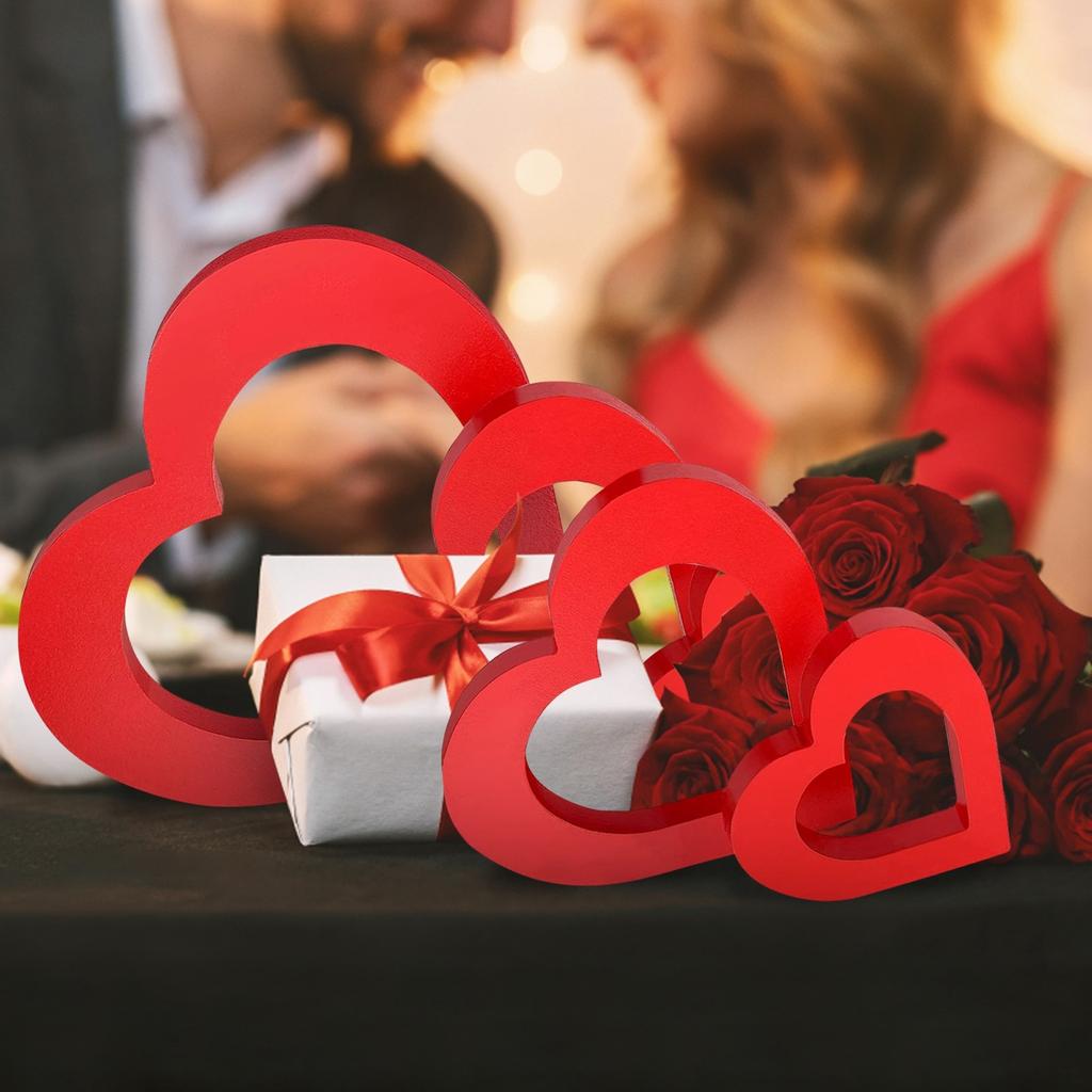 New wooden heart shape Ornaments Home Decor Valentine's Day Living Room Desk Decoration Festival Gift Crafts