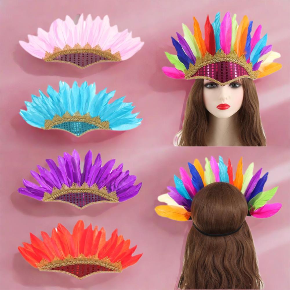 Feather Feather Headdress New Adjustable Colorful Carnival Costume Head-mounted Headwear Children's Day